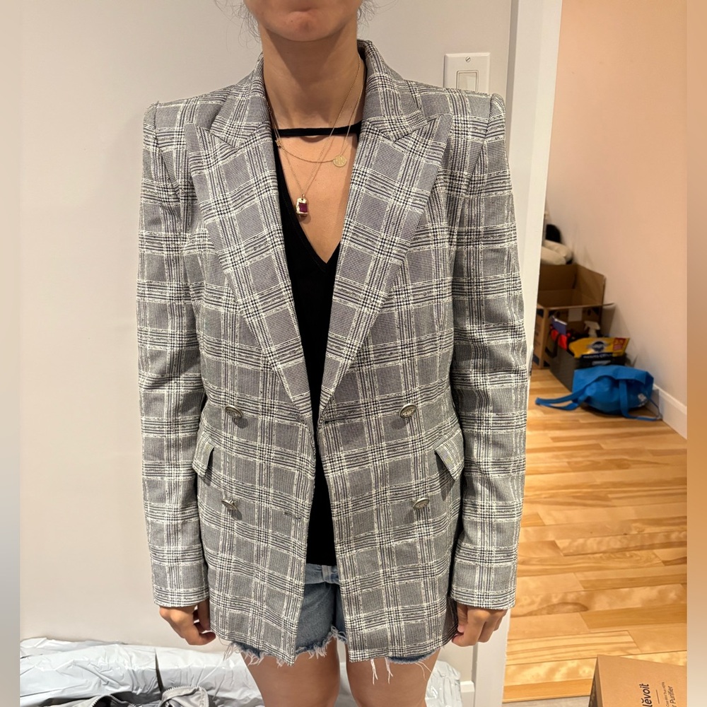 Zara Gray Blazer Tailored Suit Jacket
